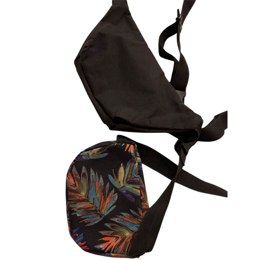 Herschel Unisex Fanny/Crossbody Bags Black & Tropical Print Set of 2 - Picture 3 of 7